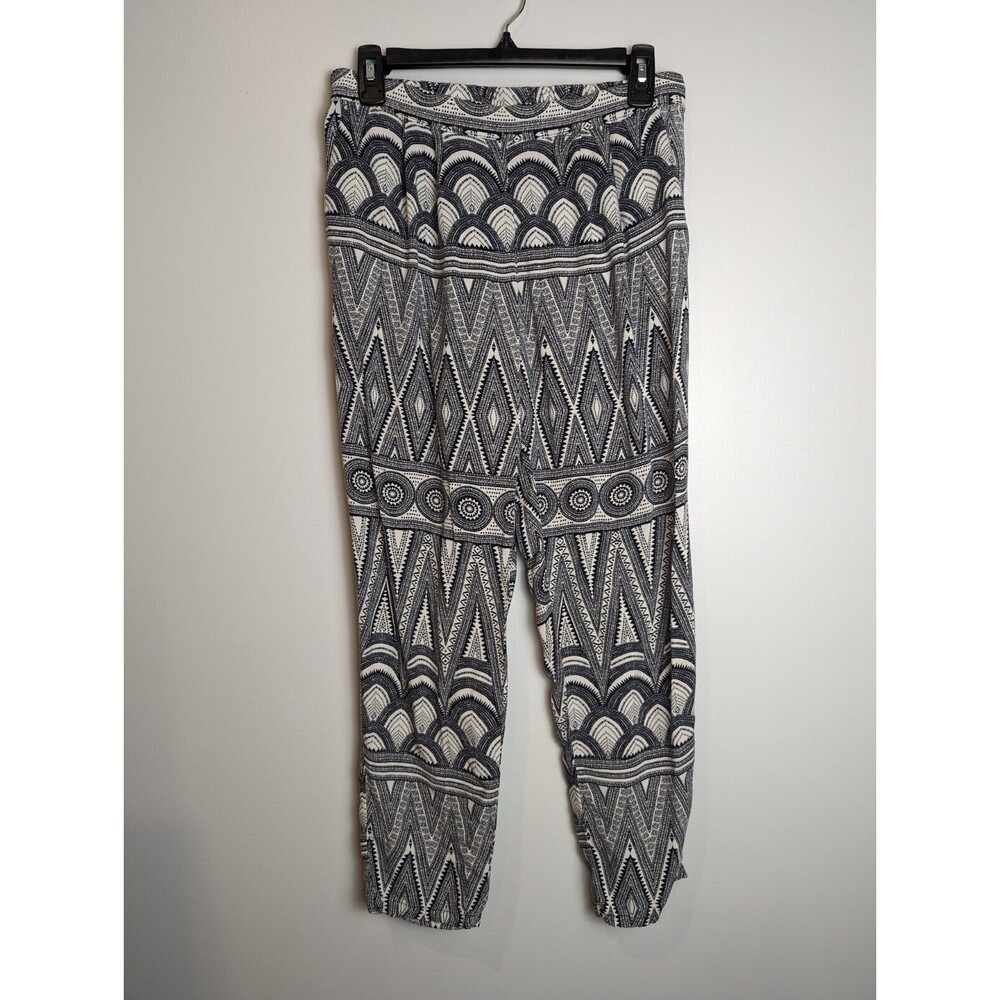 H&M Boho Pants Women's Casual Navy & White Tapered Leg Size 8 Comfort‎ Festival
